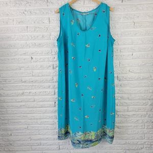Vintage Dress Barn Women’s Blue Tropical BLUE Sheath/Sleeveless Dress 22W